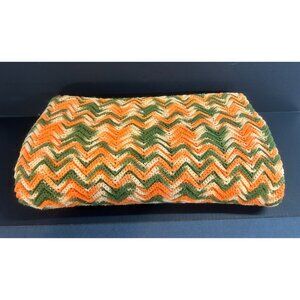 Vintage Handmade Crochet Chevron MCM Pattern 1970's 42 x 80 Throw